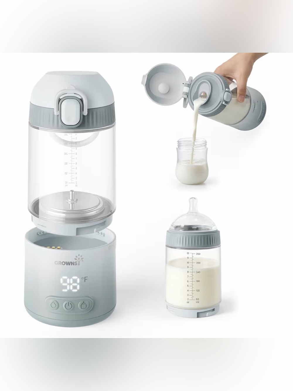 NIB - Grownsy Portable Bottle Warmer, Detachable All-in-One Travel Milk Warmers